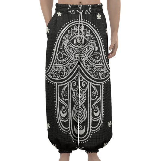 Black And White Hamsa Print Lantern Pants