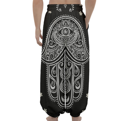 Black And White Hamsa Print Lantern Pants