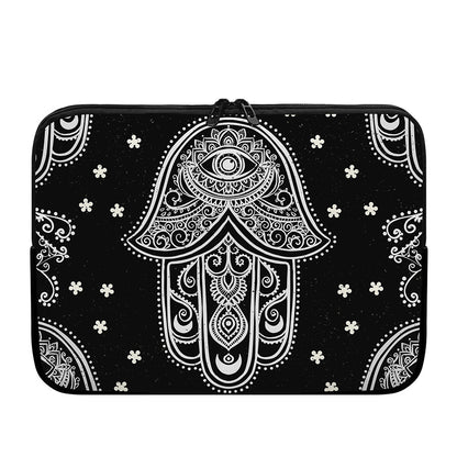Black And White Hamsa Print Laptop Sleeve