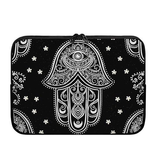 Black And White Hamsa Print Laptop Sleeve