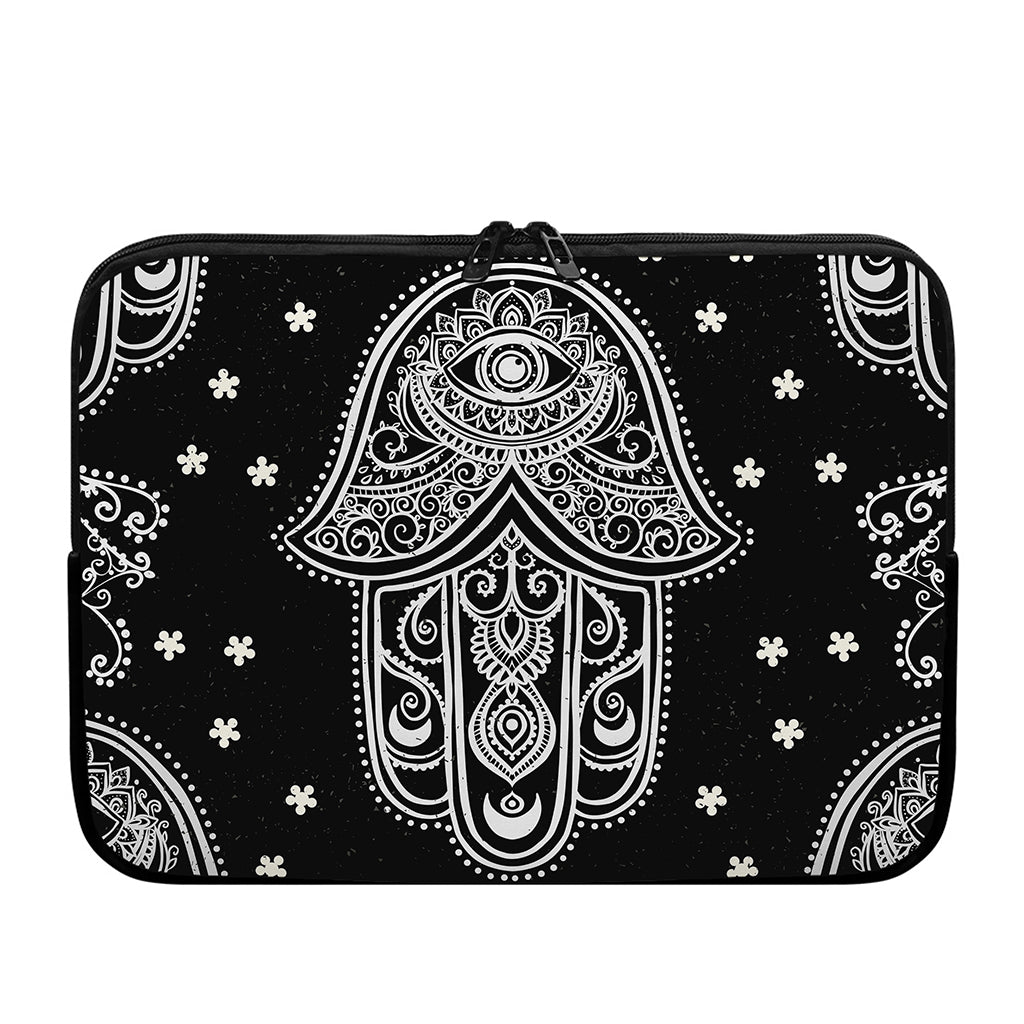 Black And White Hamsa Print Laptop Sleeve