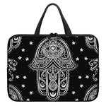 Black And White Hamsa Print Laptop Sleeve With Handle