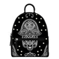 Black And White Hamsa Print Leather Backpack