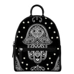 Black And White Hamsa Print Leather Backpack