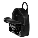 Black And White Hamsa Print Leather Backpack