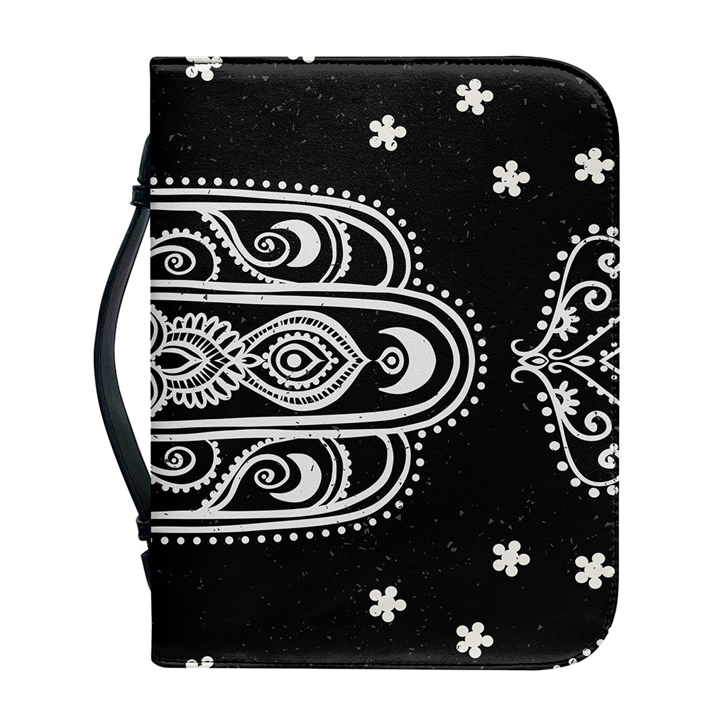 Black And White Hamsa Print Leather Bible Cover