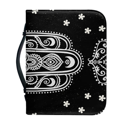 Black And White Hamsa Print Leather Bible Cover