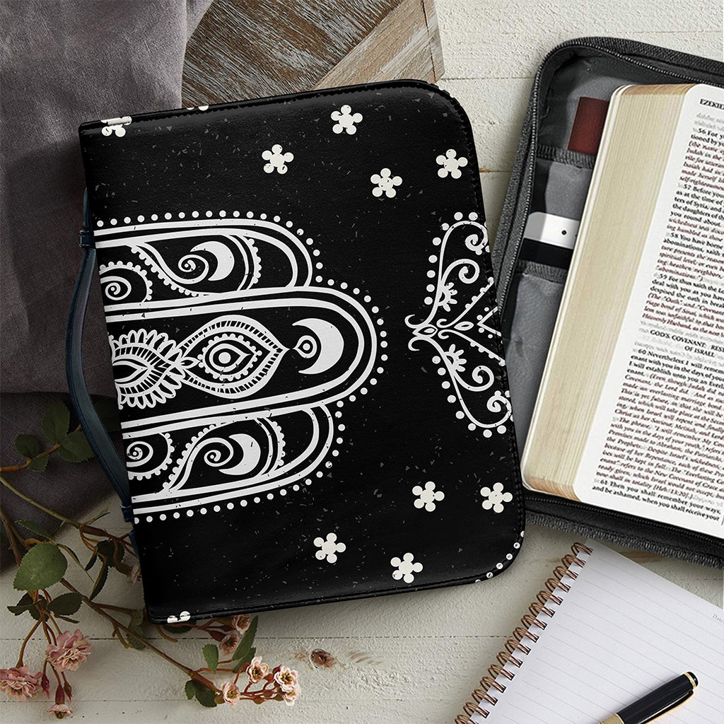 Black And White Hamsa Print Leather Bible Cover