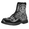 Black And White Hamsa Print Lace-Up Boots