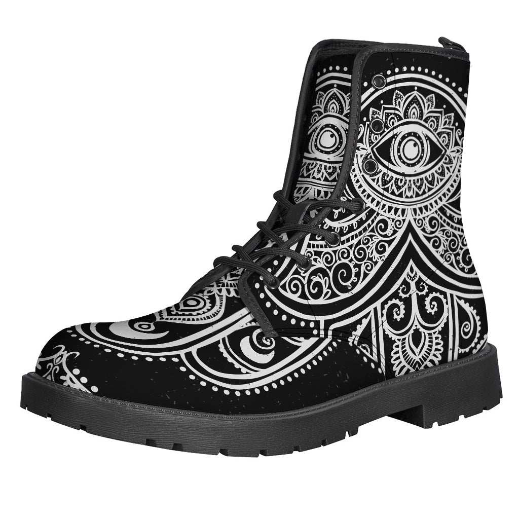 Black And White Hamsa Print Backpack