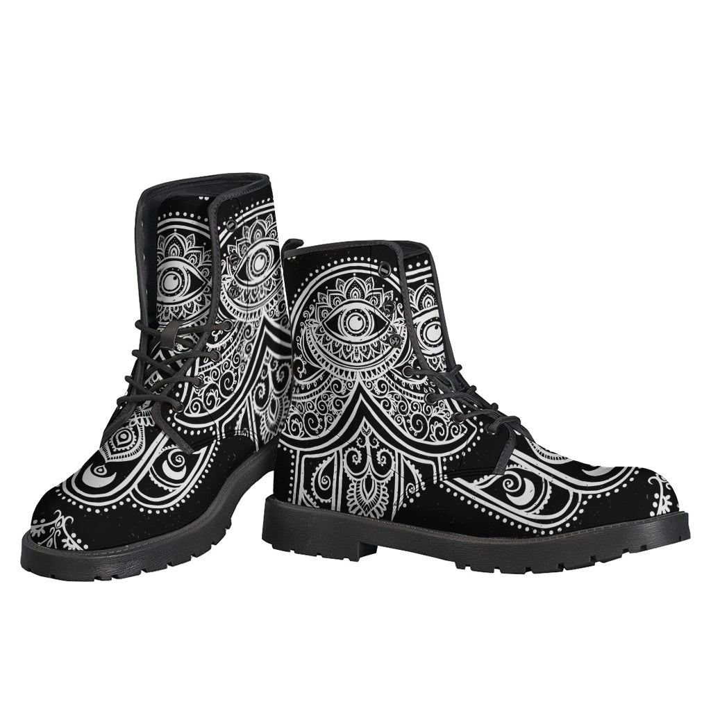 Black And White Hamsa Print Backpack
