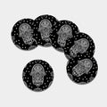 Black And White Hamsa Print Leather Coaster Set