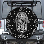 Black And White Hamsa Print Leather Spare Tire Cover