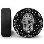 Black And White Hamsa Print Leather Spare Tire Cover