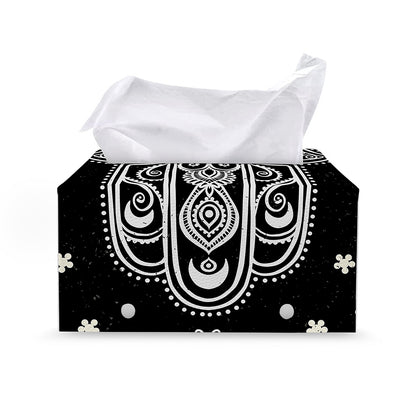 Black And White Hamsa Print Leather Tissue Box Cover