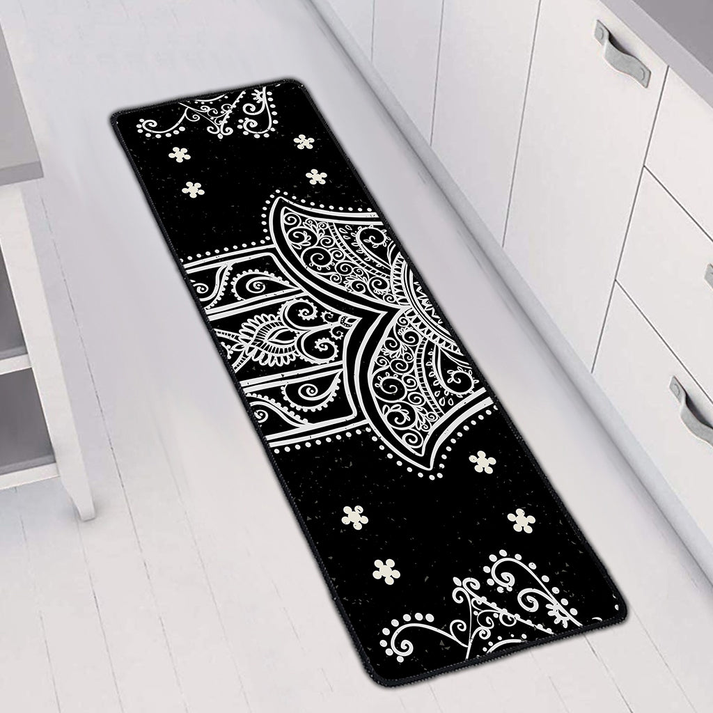 Black And White Hamsa Print Long Kitchen Mat