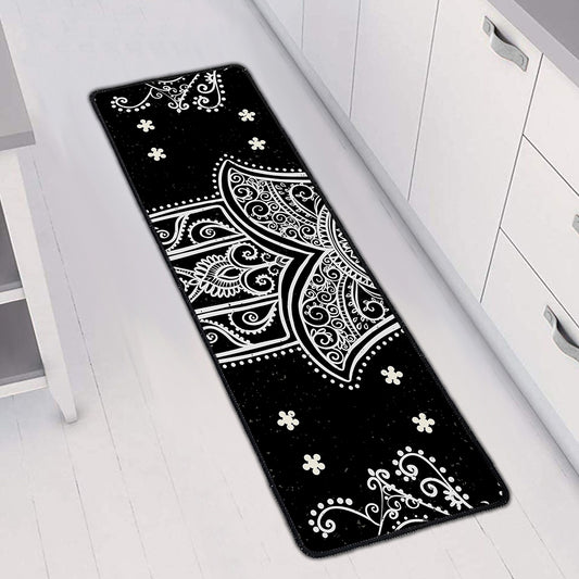 Black And White Hamsa Print Long Kitchen Mat