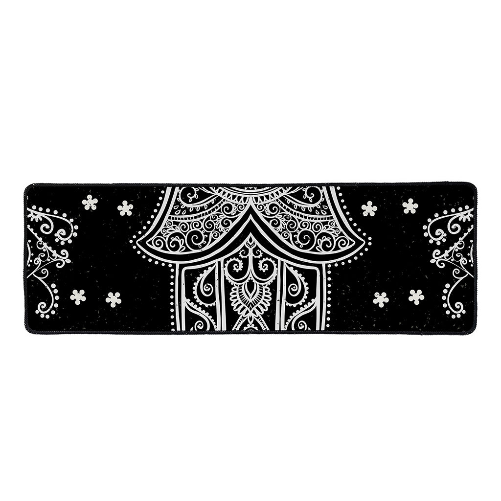 Black And White Hamsa Print Long Kitchen Mat