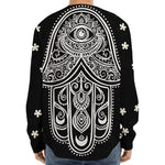 Black And White Hamsa Print Long Sleeve Baseball Jersey