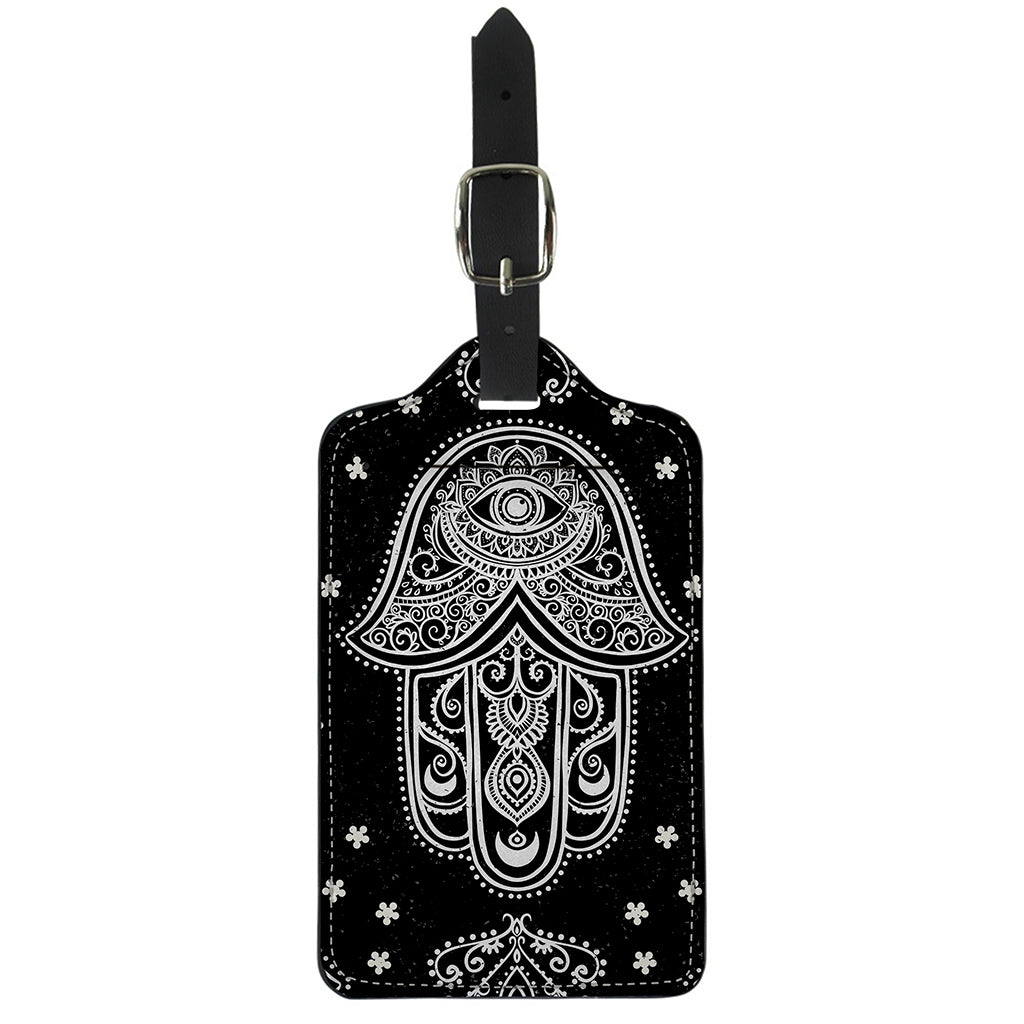Black And White Hamsa Print Luggage Tag