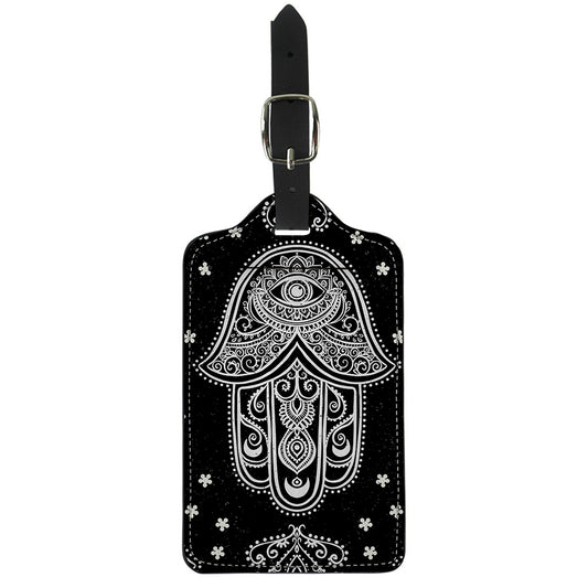 Black And White Hamsa Print Luggage Tag