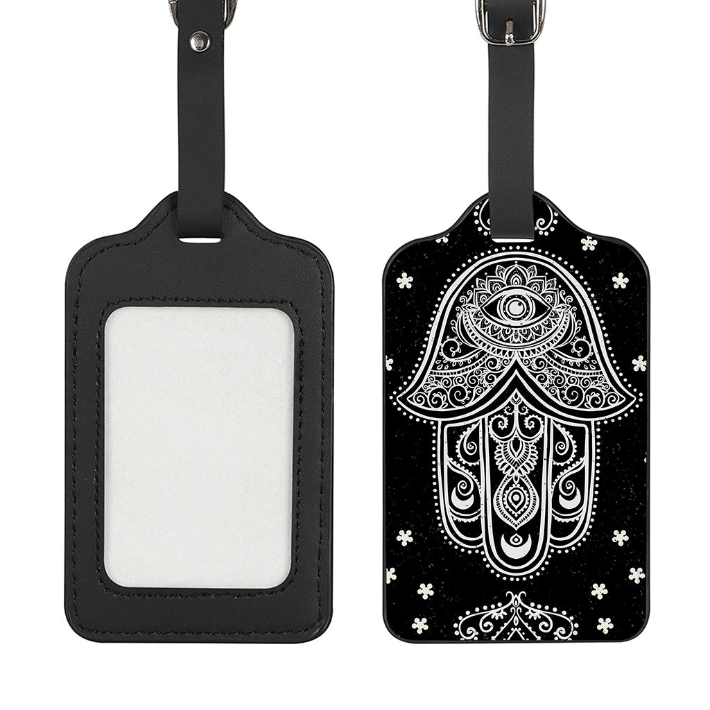 Black And White Hamsa Print Luggage Tag