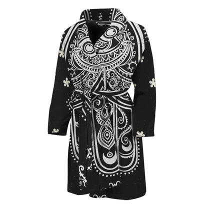 Black And White Hamsa Print Men's Bathrobe