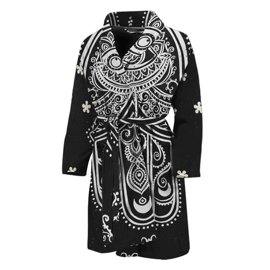 Black And White Hamsa Print Men's Bathrobe
