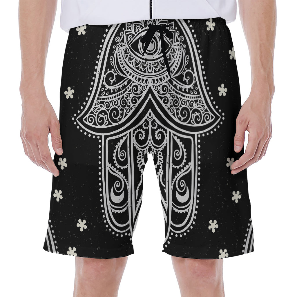 Black And White Hamsa Print Men's Beach Shorts