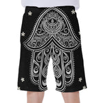 Black And White Hamsa Print Men's Beach Shorts