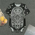 Black And White Hamsa Print Men's Bodysuit