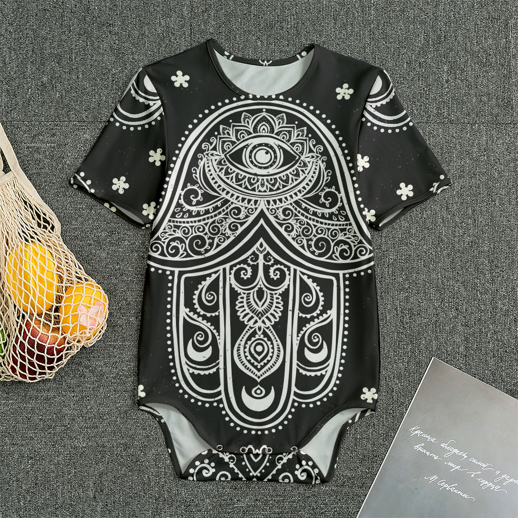 Black And White Hamsa Print Men's Bodysuit