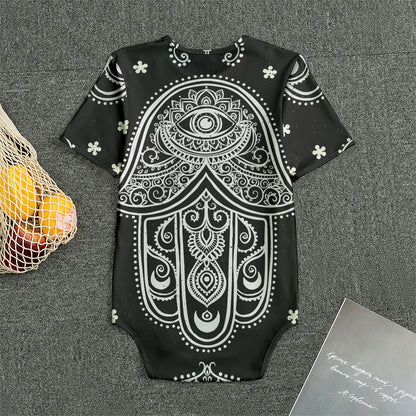 Black And White Hamsa Print Men's Bodysuit