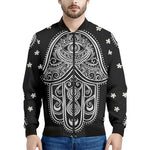 Black And White Hamsa Print Men's Bomber Jacket