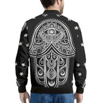 Black And White Hamsa Print Men's Bomber Jacket