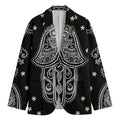 Black And White Hamsa Print Men's Cotton Blazer