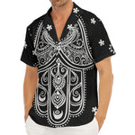Black And White Hamsa Print Men's Deep V-Neck Shirt