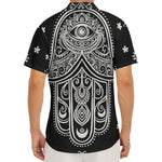 Black And White Hamsa Print Men's Deep V-Neck Shirt