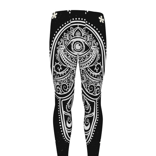 Black And White Hamsa Print Men's leggings