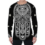 Black And White Hamsa Print Men's Long Sleeve T-Shirt