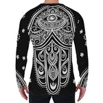 Black And White Hamsa Print Men's Long Sleeve T-Shirt