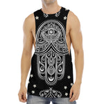 Black And White Hamsa Print Men's Muscle Tank Top