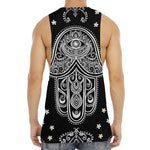 Black And White Hamsa Print Men's Muscle Tank Top