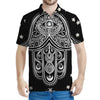 Black And White Hamsa Print Men's Polo Shirt