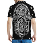 Black And White Hamsa Print Men's Polo Shirt