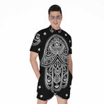 Black And White Hamsa Print Men's Rompers