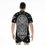 Black And White Hamsa Print Men's Rompers