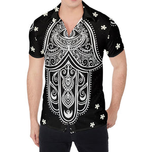 Black And White Hamsa Print Men's Shirt