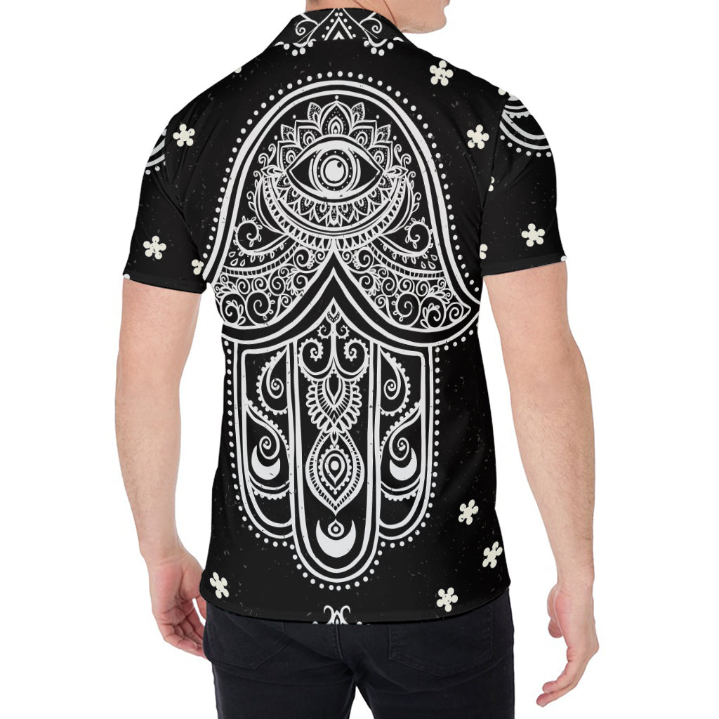 Black And White Hamsa Print Men's Shirt