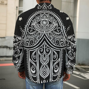 Black And White Hamsa Print Men's Shirt Jacket